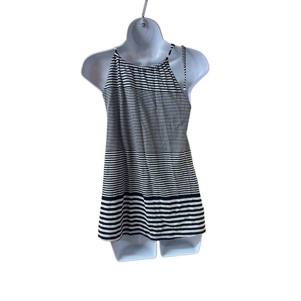 Lacoste Navy White Nautical Striped Sleeveless Halter Top Women’s Size 36 - Picture 2 of 6